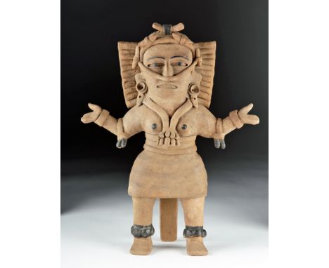 Pre-Columbian, central Mexico, northern Veracruz, Huastec culture, ca. 600 to 900 CE. A fantastic standing ceramic figure of 