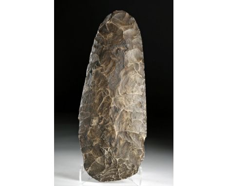 North America, modern-day southeastern/midwestern United States, ca. 1000 to 1500 CE. A huge black and grey chert knapped hoe