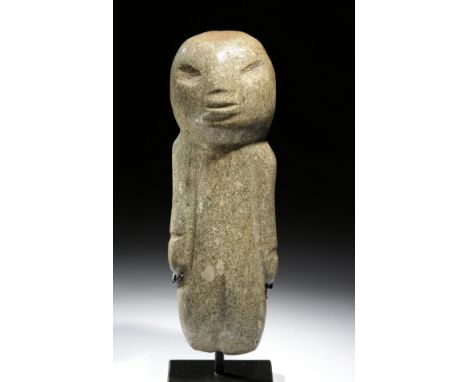 Pre-Columbian, Mexico, Guerrero region, Mezcala culture, ca. 500 to 100 BCE. An intriguing example of an anthropomorphic axe 