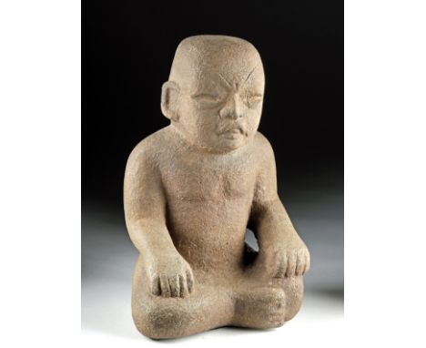 Pre-Columbian, Mexico, Olmec culture, ca. 1200 to 800 BCE. An incredibly rare, lifelike portrayal of a human figure, probably