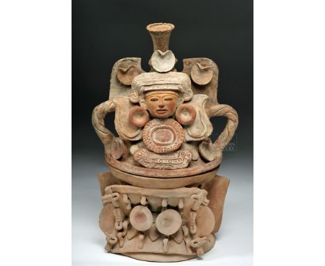 Pre-Columbian, Valley of Mexico, Teotihuacan, ca. 150 to 650 CE. A massive incensario (censer), made from molded and applied 