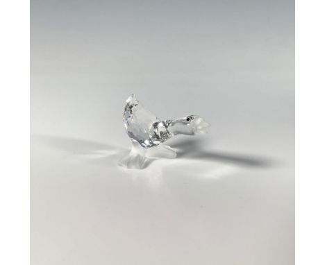 A charming brilliant-cut and smooth crystal figure of a quacking goose, accented with frosted feet and beak, with small black