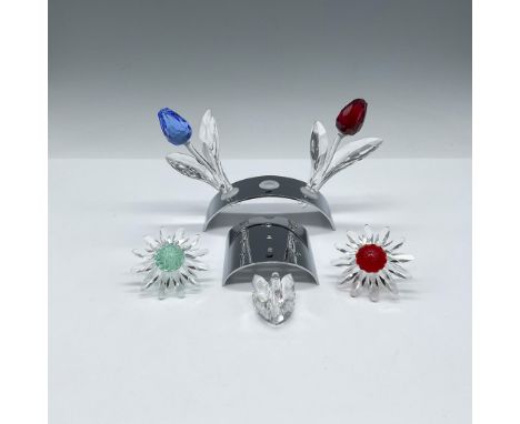 Lovely crystal gifts for annual renewal including red tulip 626481; blue tulip 606546; tulip stand 600346; Marguerite flower 