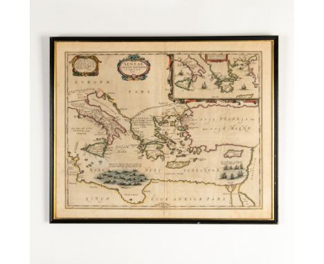 Original antique partial hand-colored engraving on paper folio map of Parergon by one of the most influential cartographers o