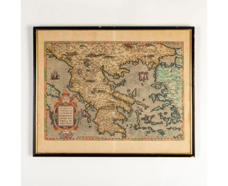 Outstandingly well preserved and vivid antique hand-colored engraving on paper folio map of Greece and Asia Minor by one of t