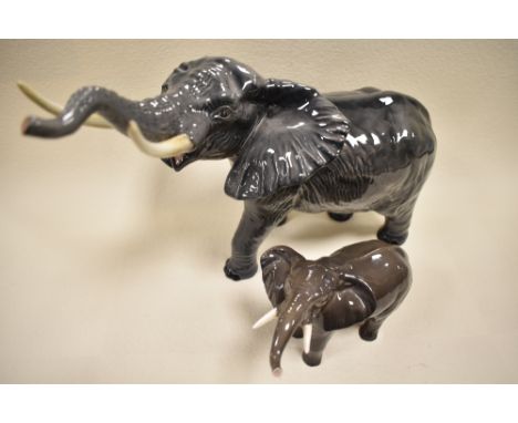 Two Beswick Elephants with trunk stretched 998 and 974, both gloss.