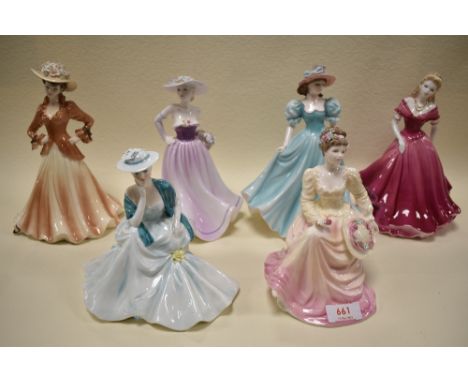 Coalport ladies of fashion; Belinda, Lady in Love,Demetria, Hayley, Joan and Kathleen sold with Age of elegance and Spanish s