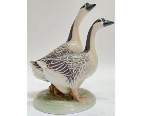 A Royal Copenhagen model/figurine of a pair of geese (2068) (marked verso, h- 21cm)