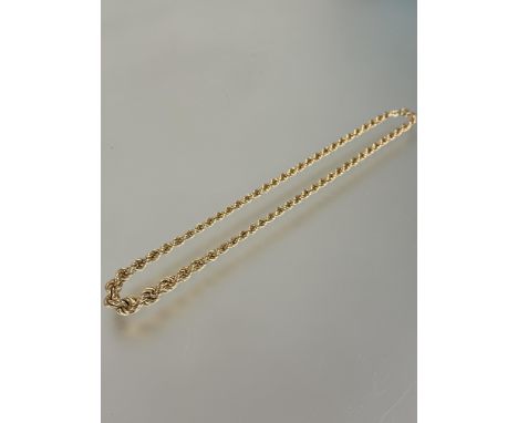 A 9ct gold rope pattern necklace with ring fastening no signs of damage or repairs L x 23cm 20.0g