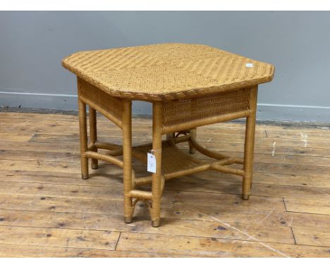 A Vintage rattan coffee table, the octagonal top above an under tier. H53cm, 71cm x 71cm.&nbsp;