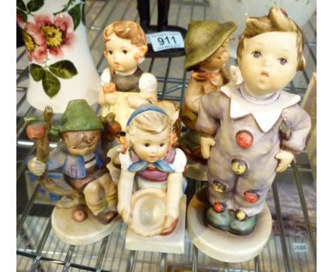 GOEBEL CHILDREN. Five Goebel children figures, one A/F