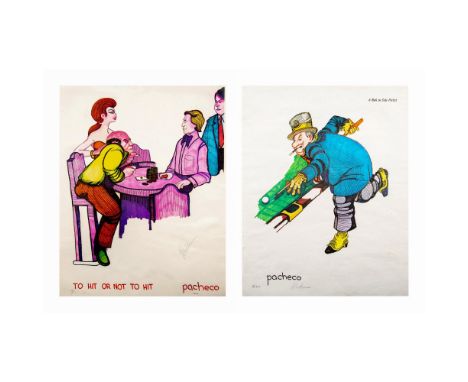 Set of two hand-signed color lithographs on paper by artist Ferdie Pacheco (The Fight Doctor), also known as physician and co