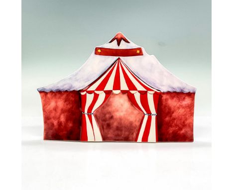 Glazed figure of a classic circus tent. This figure is the backdrop for the figurines from the Clowning Around series. Goebel