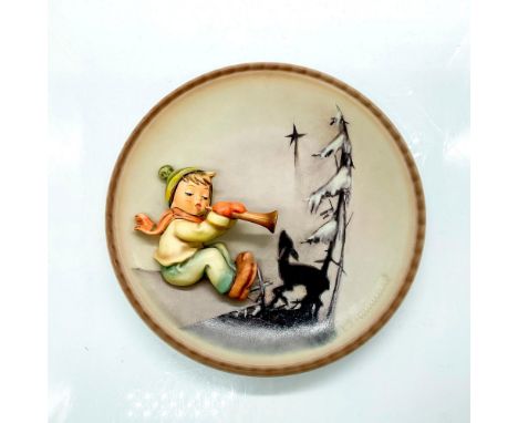 First Edition of the Four Seasons Plates, Winter. Hand painted boy with orange scarf and mittens with horn. Goebel Germany ba