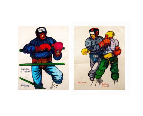 Set of two hand-signed color lithographs on paper by artist Ferdie Pacheco (The Fight Doctor), also known as physician and co