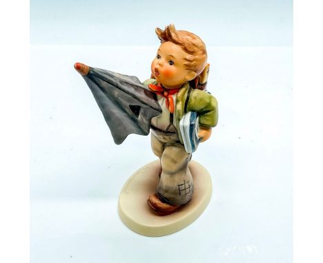 Hand painted boy with backpack and umbrella. Goebel Germany backstamp. Impress mark 420. Issued: 2000Dimensions: 4"L x 2.5"W 