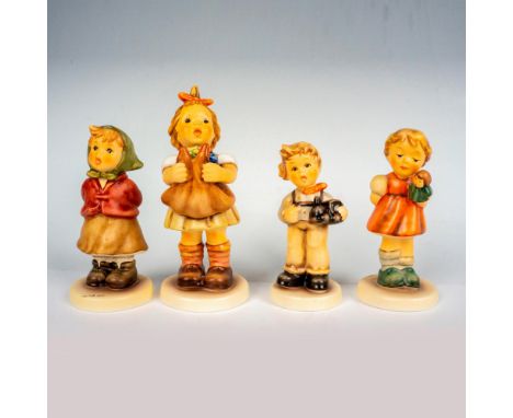 Hand painted in matte finish set that includes Puppet Princess, My Toy Train, Clear As a Bell, and Loving Wishes. Goebel back