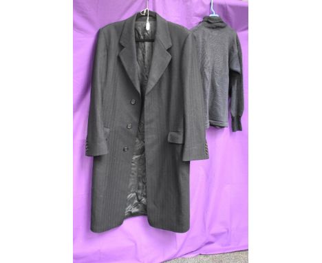 A gents blue Christian Dior overcoat and a vintage jumper.
coat size 38R
