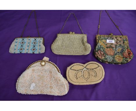 A collection of vintage evening bags with beading, sequin,tapestry and rhinestone detailss,mainly 1930s and 40s.