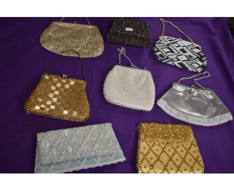 A selection of vintage evening bags with beading and sequin details, a mixed lot perfect for resale.