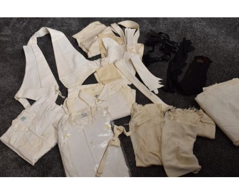 A collection of gents vintage shirts,collars, scarves, socks and more.