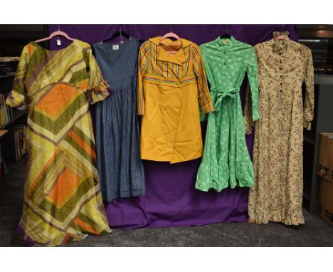 A selection of vintage dresses including Laura Ashley and Jean Varon in a variety of colours and styles.