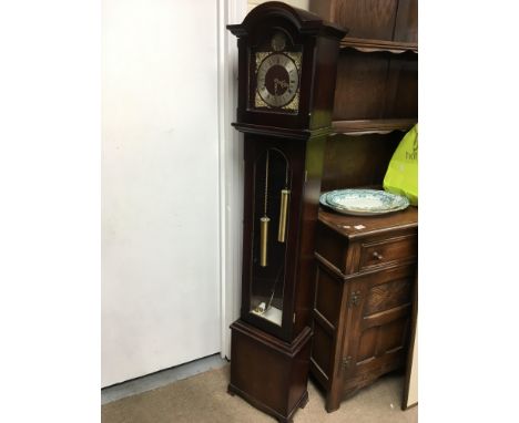 A reproduction mahogany longcase clock, approx 164.5cm.