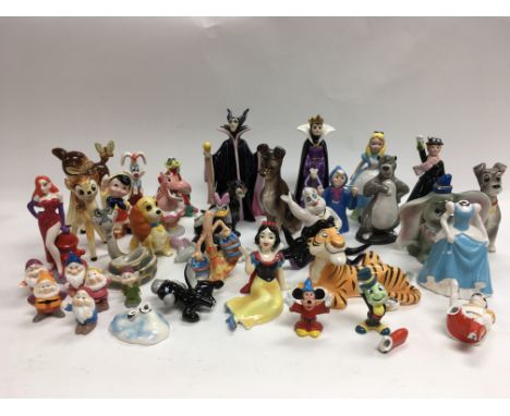 A collection of ceramic Disney figures.
