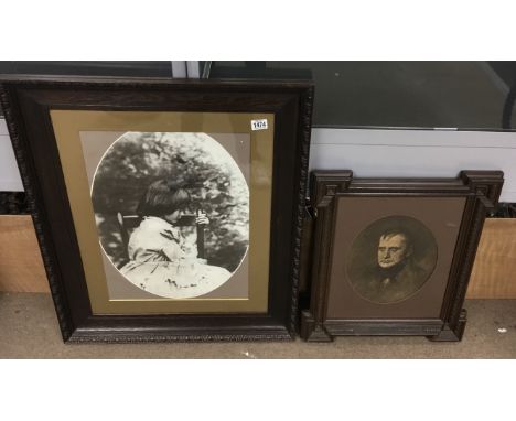A large oak framed photo of Alice Liddell, who was the inspiration for Lewis Carroll’s ‘Alice in Wonderland’ and an oak print