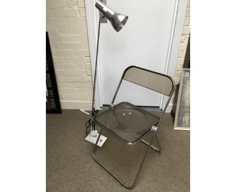 A vintage anglepoise lamp and a folding chrome and perspex chair (2).