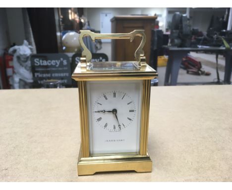 A brass cased carriage clock by Fraser Hart. This item is NO RESERVE.