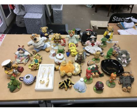 A large collection of ceramic figurines and items including RNLI bears, ‘The Veggie Bunch’ figures, ‘The Country Folks’ and R
