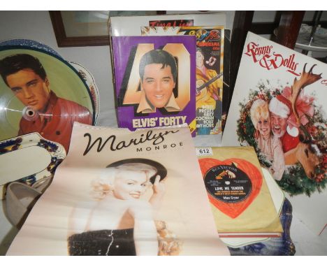 A selection of music memorabilia including Elvis.