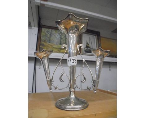 A silver plated trumpet epergne.