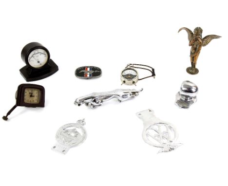 Jaguar Chrome Car Mascot, twin bolt fixing, AA bumper badge 74592A , dashboard ashtray, Ford dashboard clock, Buckle Bakery M