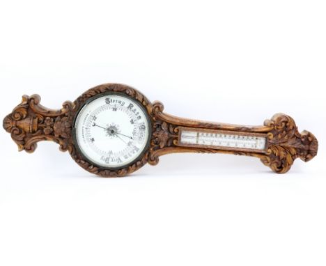 19th century oak cased barometer, 114cm..          Please see ewbanks.co.uk for condition reports and further images
