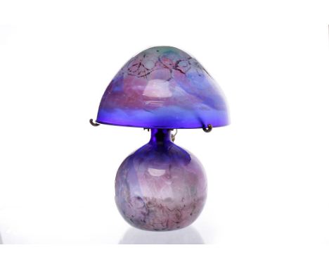 MONART GLASS TABLE LAMPmade by John Moncrieff Ltd. of Perth, circa 1930's, the shade and base of domed/globular form, in mott