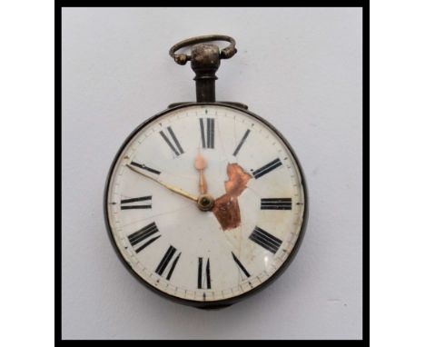 A 19th Century silver hallmarked open faced pocket fusee pocket watch, the enamel face having a Roman numeral chapter ring ma