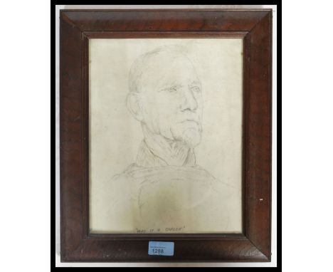 An unusual early 20th century pencil sketch portrait of a Bargee. Notation in pencil to the lower centre. Framed and glazed. 