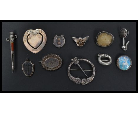 A group of vintage / antique silver jewellery to include an unusual&nbsp;silver trilobite pendant , hallmarked silver heart c