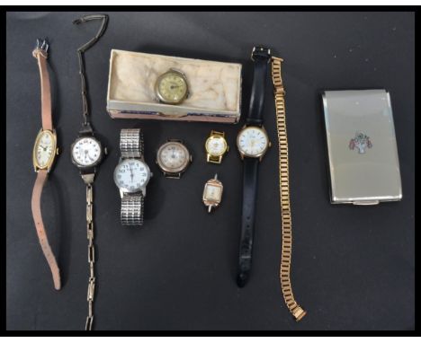 A collection of vintage ladies wrist watches dating from the early 20th Century to include silver examples, Aviation sports w