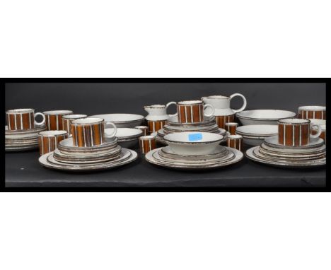 A retro 1970's Midwinter ' Stone Henge ' pattern stoneware dinner service comprising plates, bowls, mugs etc ( please see ima