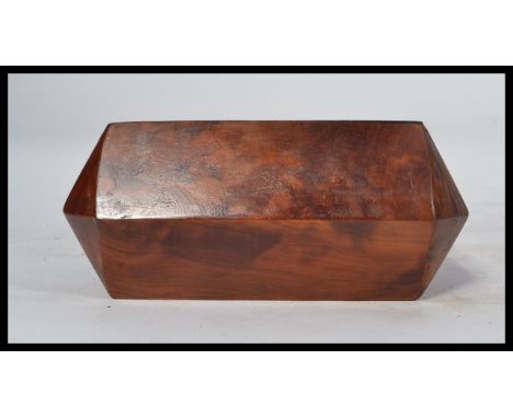 A good quality Amboyna wood tea caddy / cigar box of 20th century origin, unusual shaped form with angular sides&nbsp; hinged