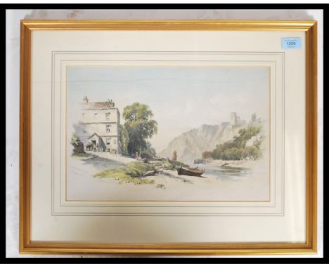 A 19th century lithograph print of Rownham Ferry, Bristol by NE Green. Colour print pre Suspension Bridge with notation to co