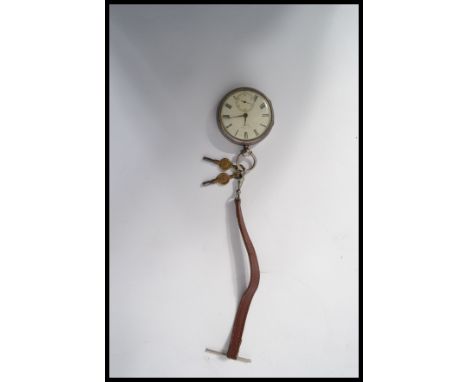 A 19th Century Victorian silver hallmarked open faced pocket fusee pocket watch, the enamel face having a Roman numeral chapt