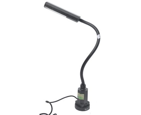 A retro 20th century anglepoise - gooseneck desk lamp with adjustable sprung neck with rectangular lozenge shaped glass shade