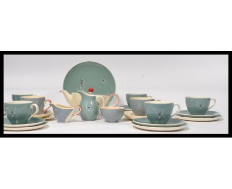 A vintage 20th Century Art Deco two person tea service by Burleigh in the Viscount pattern together with a six person Royal D