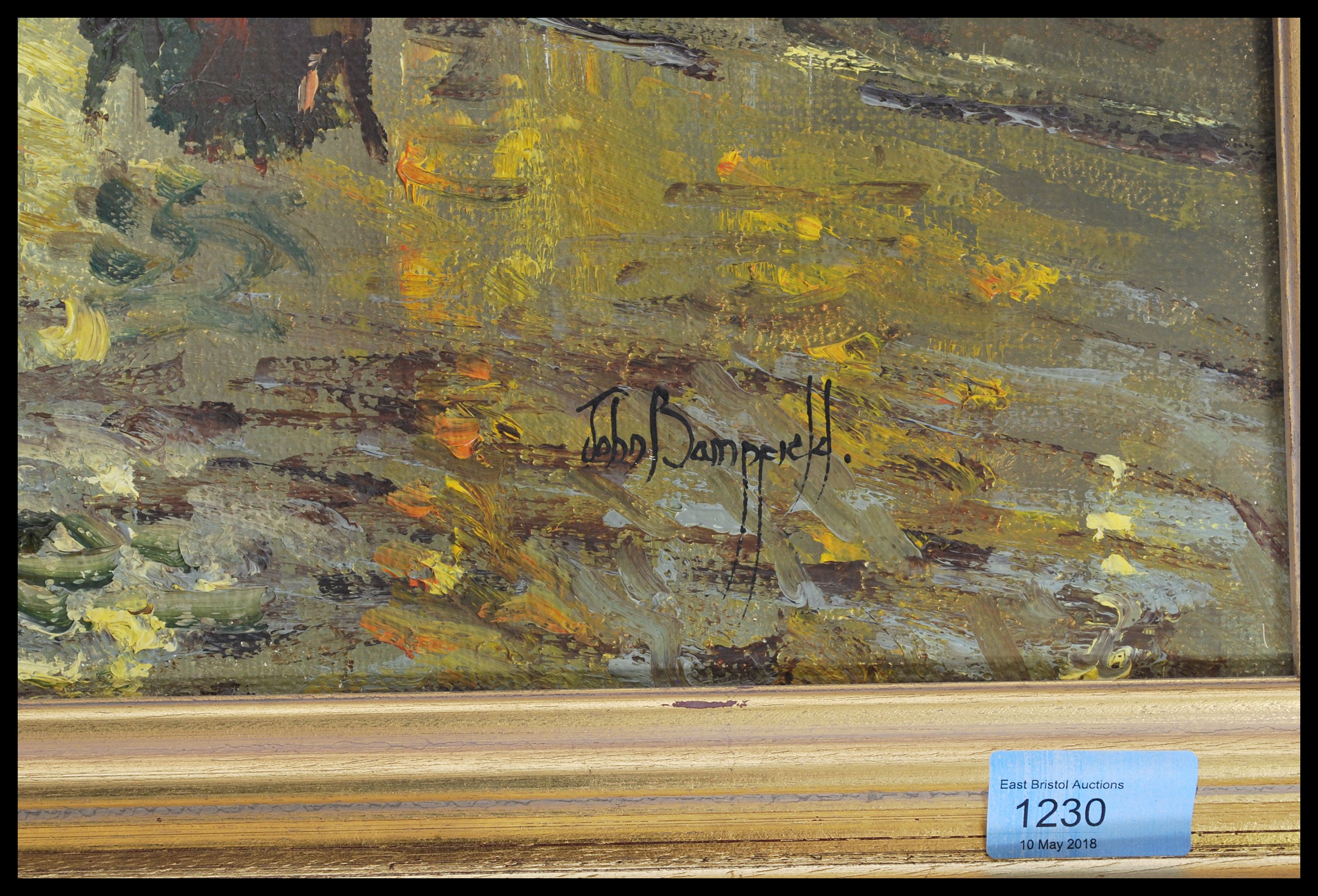 John Bampfield ( B1947 ) An oil on canvas painting of a dusklit High