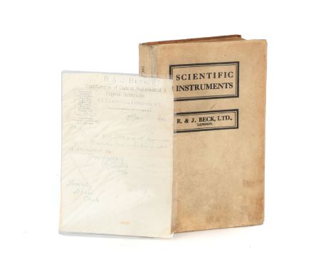 Including A rare R &amp; J Beck catalogue, with leter dated 1896, with all of R &amp; J Becks products, with sections for Pho