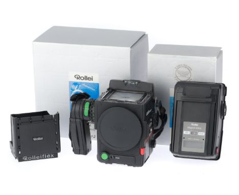 black, untested, no battery charger present, body F, viewfinder is loose and needs to be re-attached, in maker's box, with a 